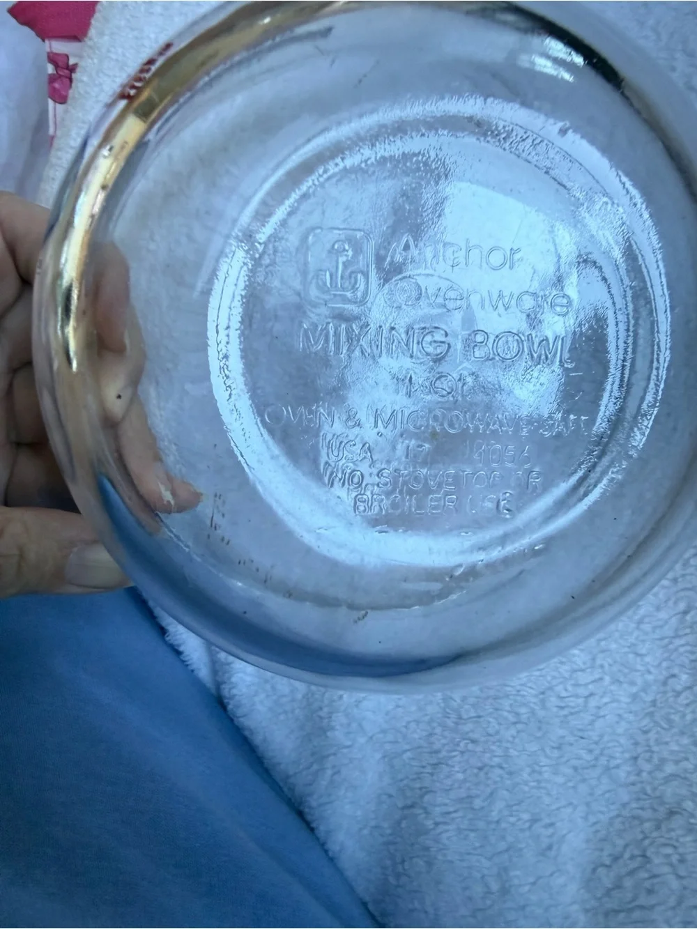 Anchor Hocking Pillsbury Doughboy Poppin Fresh Glass Mixing Bowls 1.5 Qt & 1 Qt